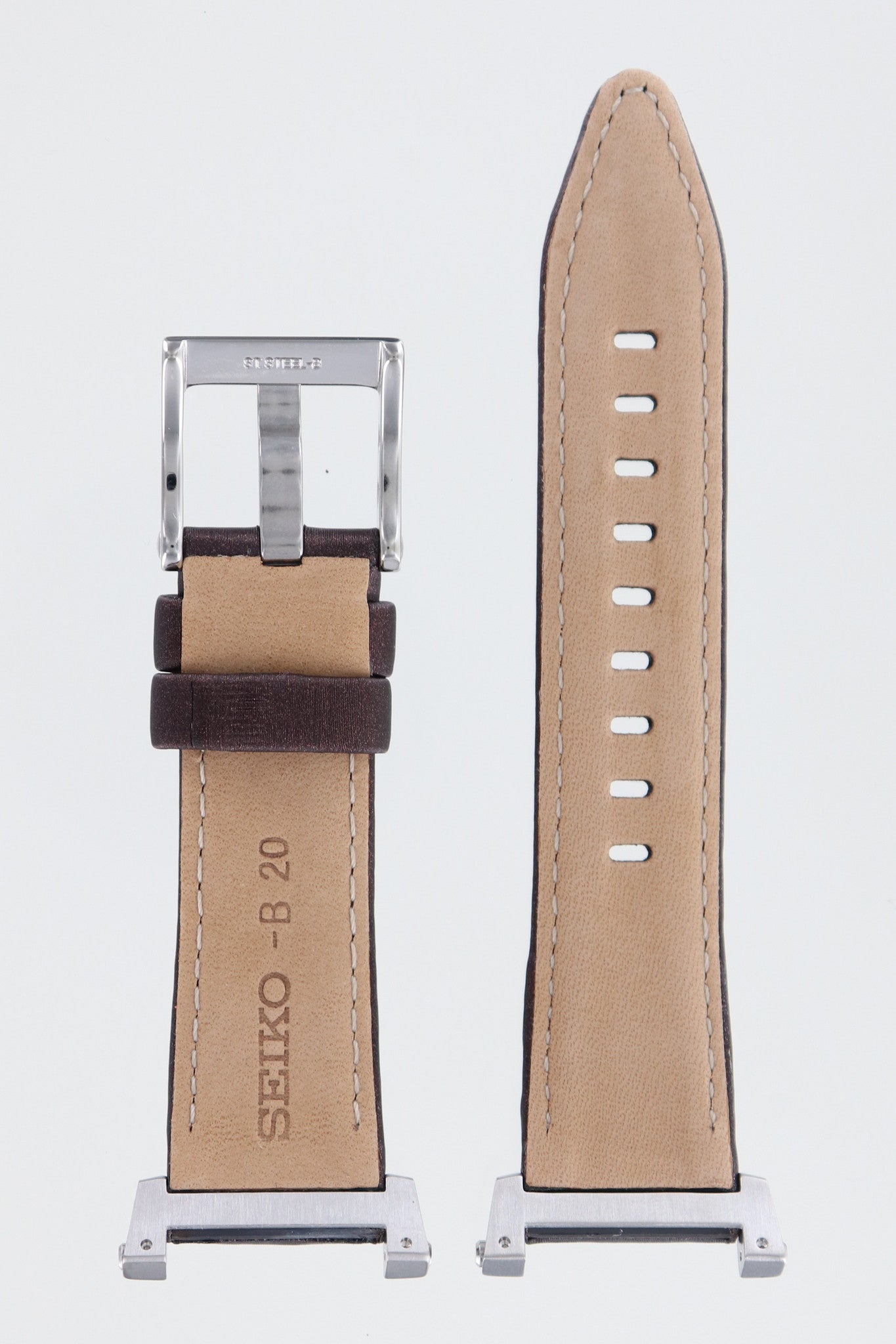 Seiko SND859 - 7T92 - 0GZ0 Watch Band 4LA6JB Brown Leather 20 mm - Watch Plaza