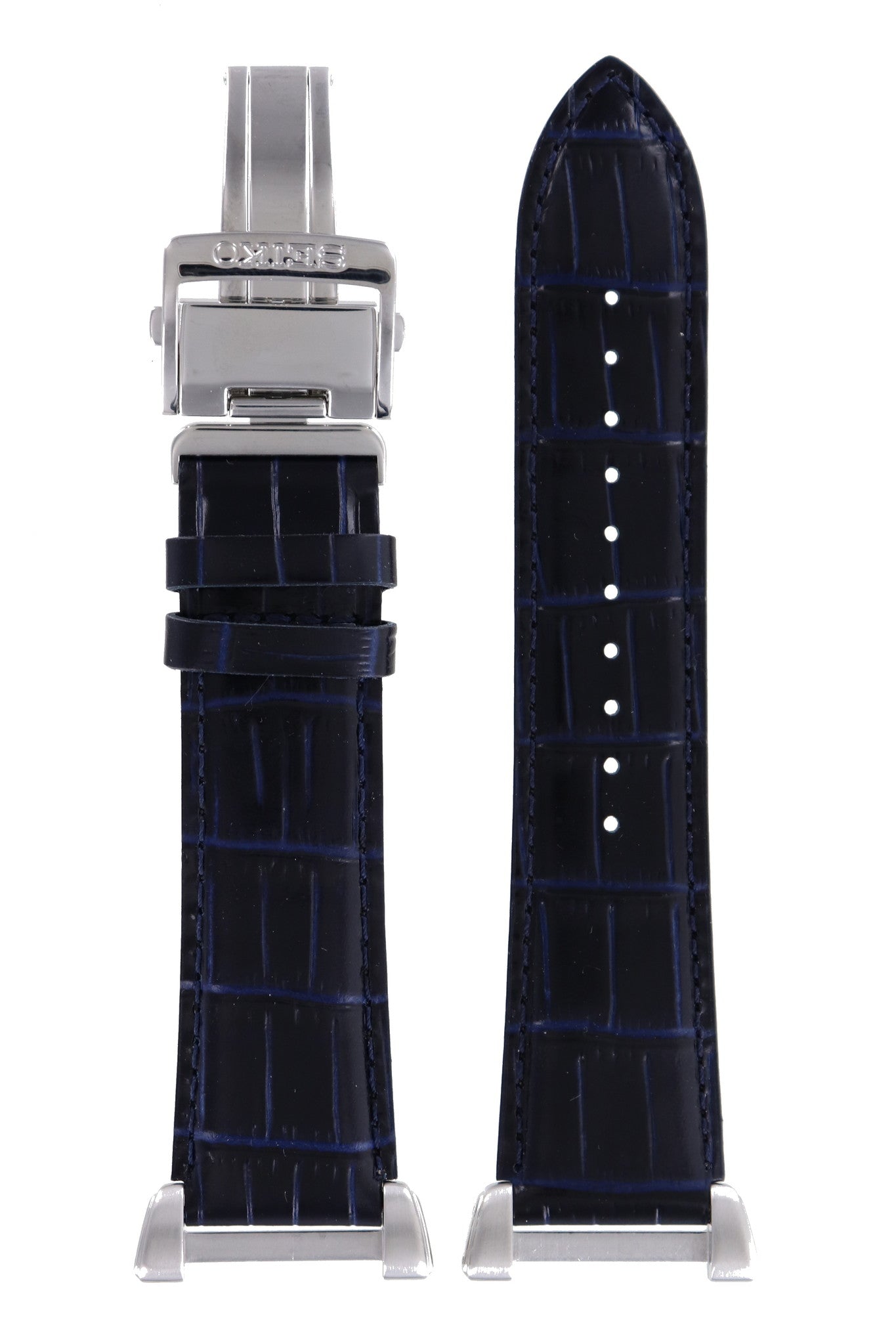 Seiko Swim Safe - Calf - B 20 - 7T62 - 0EW0 Watch Band 4KG9JB Dark Blue Leather 20 mm - Watch Plaza