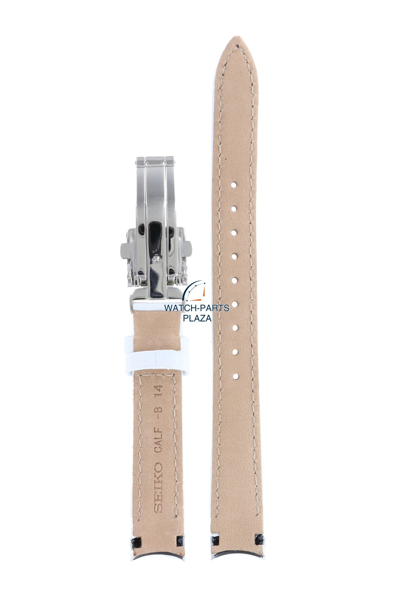 Seiko SXD775 Ladies Diamond Watch Band 4KZ4JZ White Leather 14 mm Premier - Watch Plaza