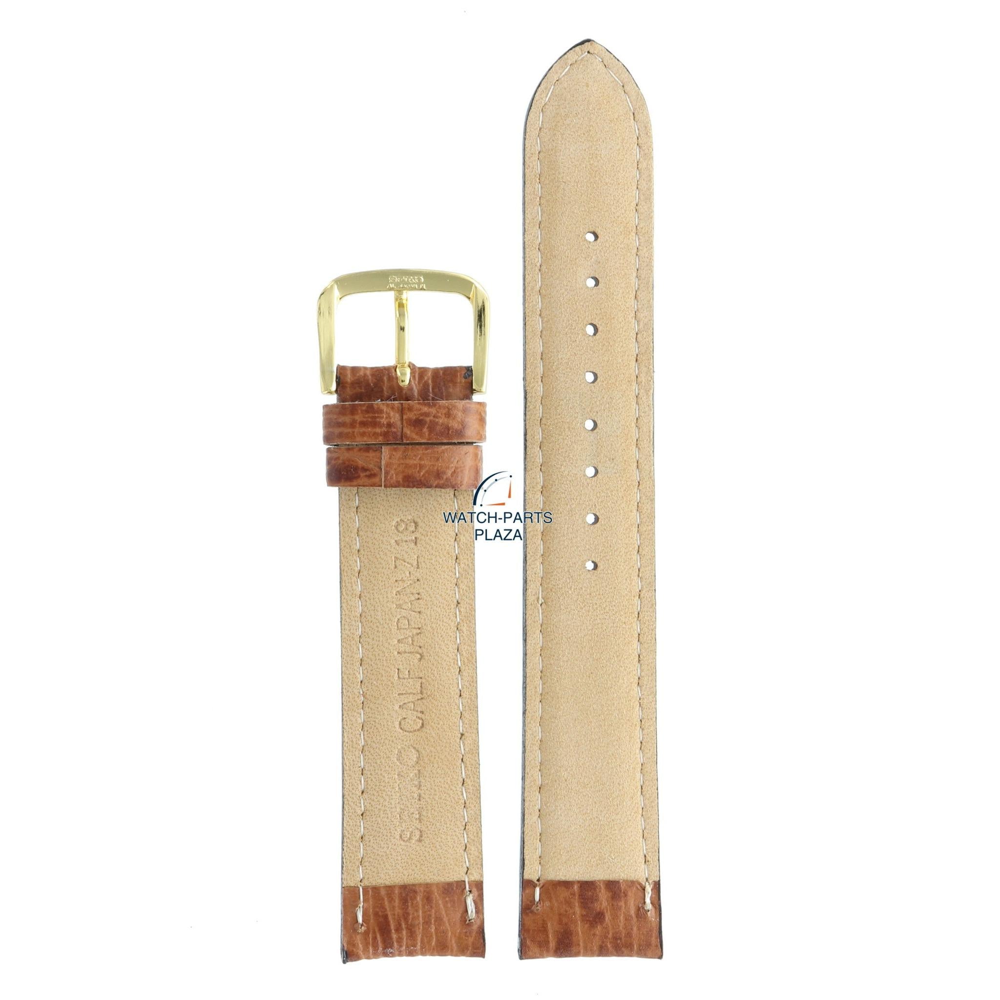 Seiko ZPJ87G Watch band SDX018 & SDX020 brown leather 18 mm - Quartz Chronograph - Watch Plaza