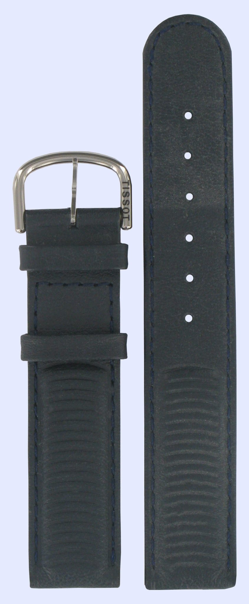 Tissot D380 - T64142151 Watch Band T600013635 Dark Blue Leather 18 mm Viatech - Watch Plaza