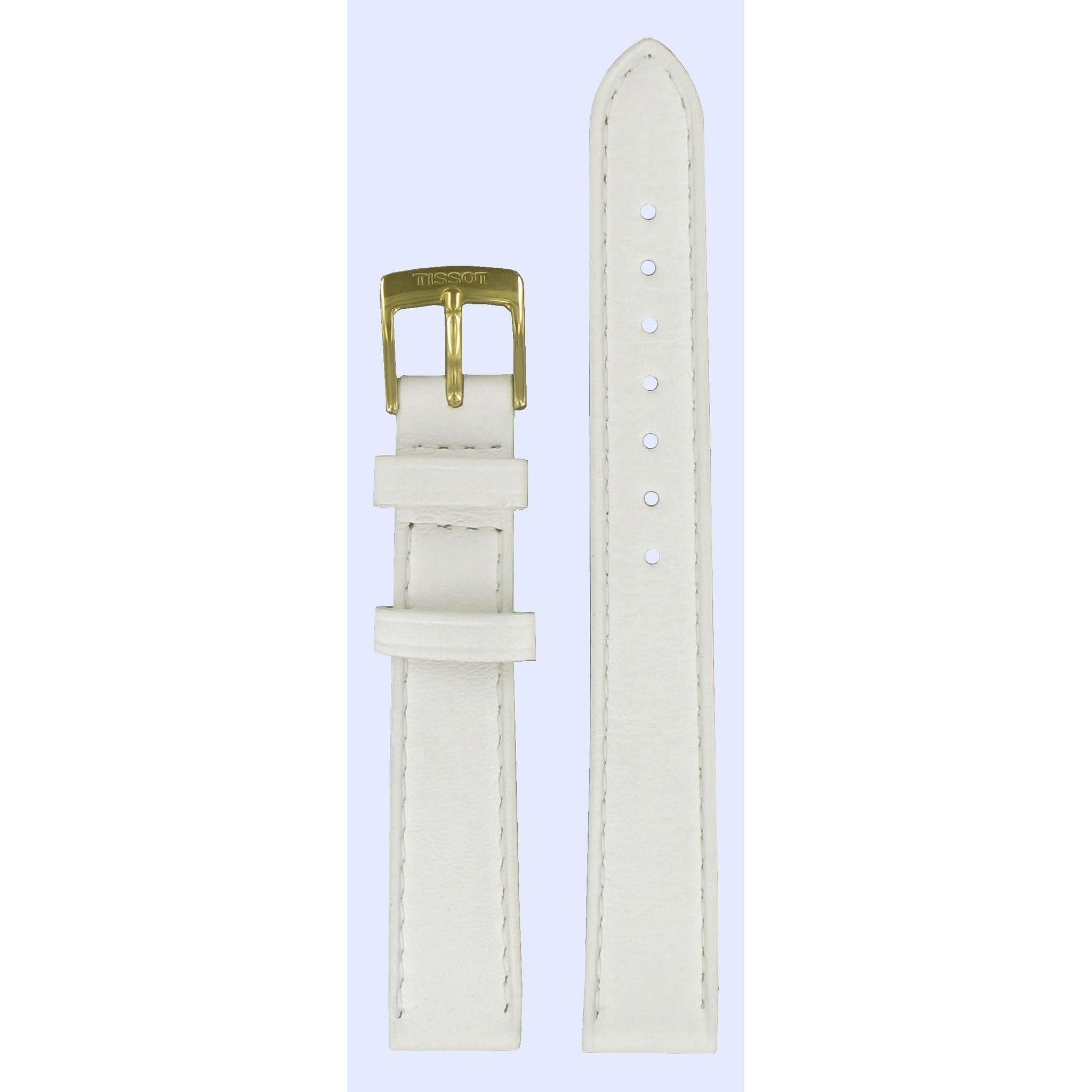 Tissot G617.330 Watch Band T600028990 White Leather 14 mm Carson - Watch Plaza
