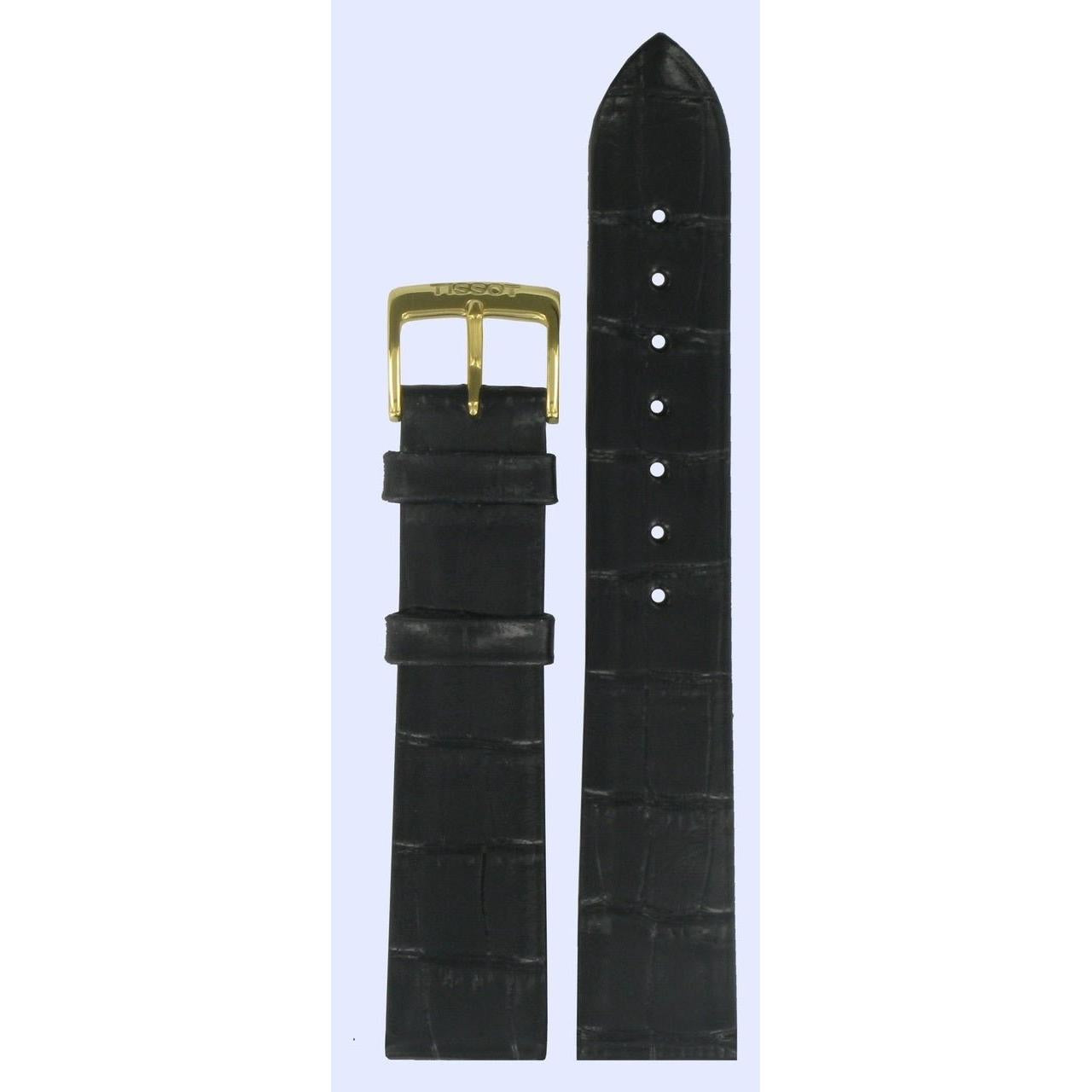 Tissot H674 - T7124 & T7134 Watch Band T600013352 Black Leather 18 mm Oroville - Watch Plaza