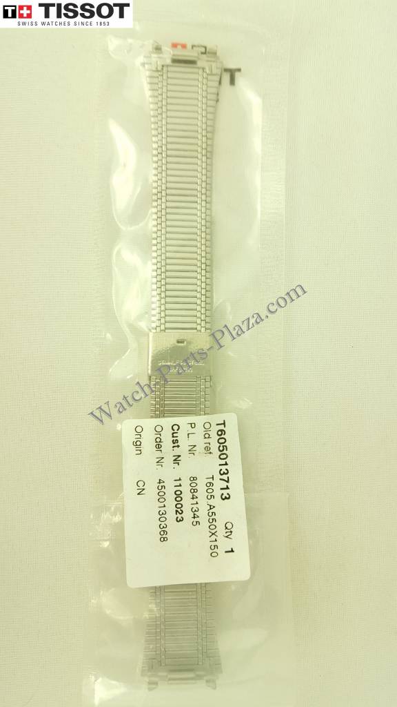 Tissot Seastar A550X Watch Band T605013713 Grey Stainless Steel 18 mm Seastar - Watch Plaza