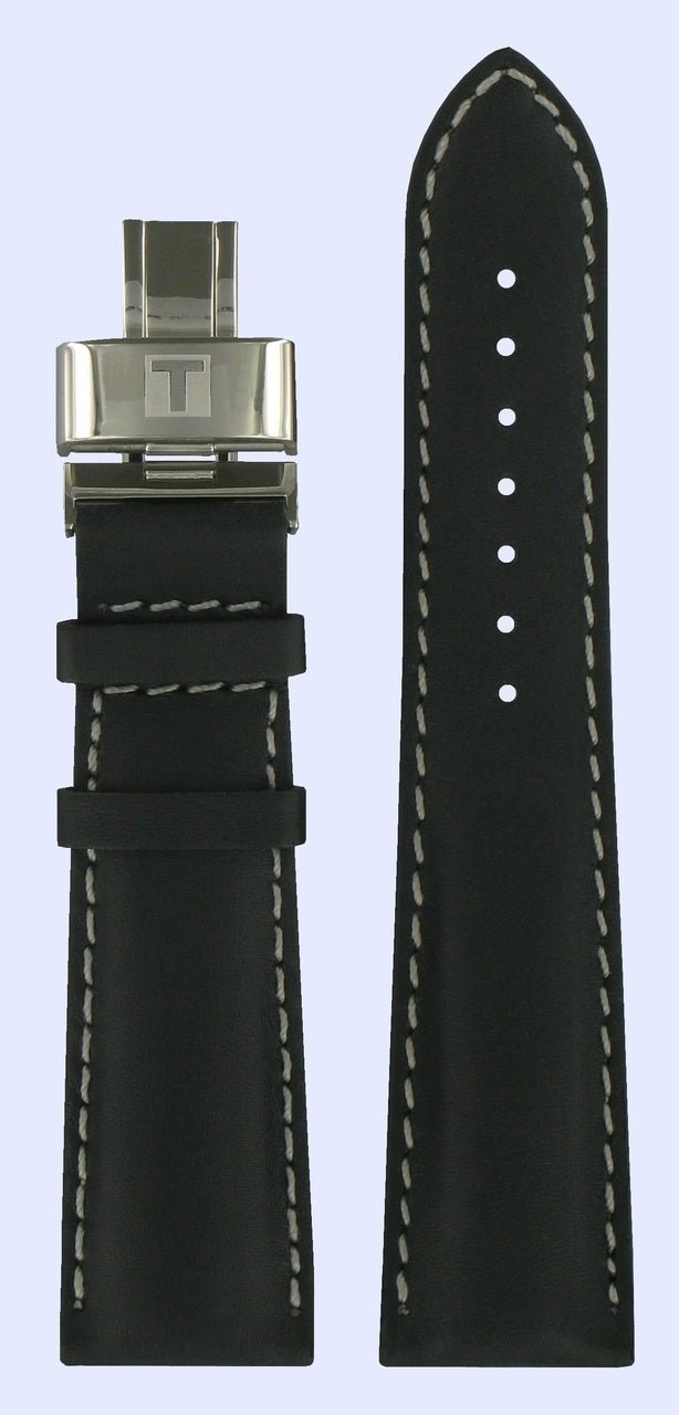 Tissot T005514A Watch Band T600027004 Black Leather 22 mm Quadrato - Watch Plaza