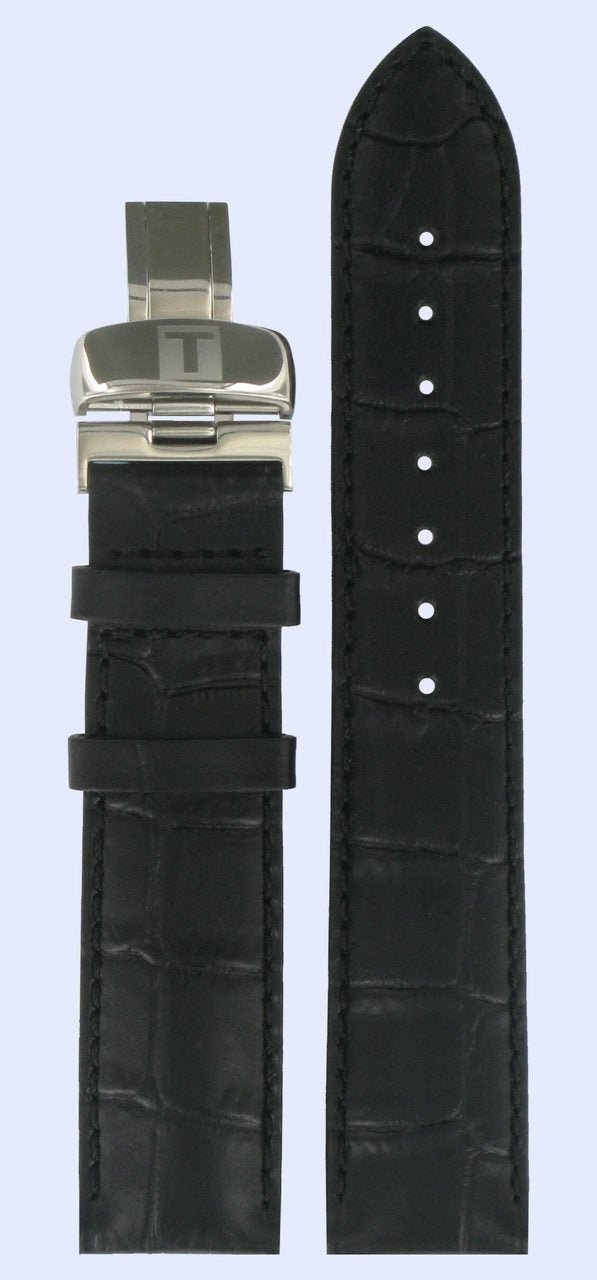 Tissot T006407 & T4114 Powermatic 80 Watch Band T600013405 Black Leather 19 mm Le Locle - Watch Plaza