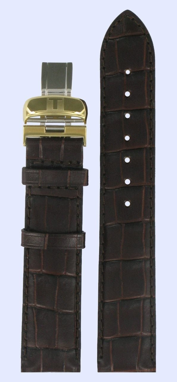 Tissot T006407A, T4154 Watch Band T600013404 Brown Leather 19 mm Le Locle - Watch Plaza