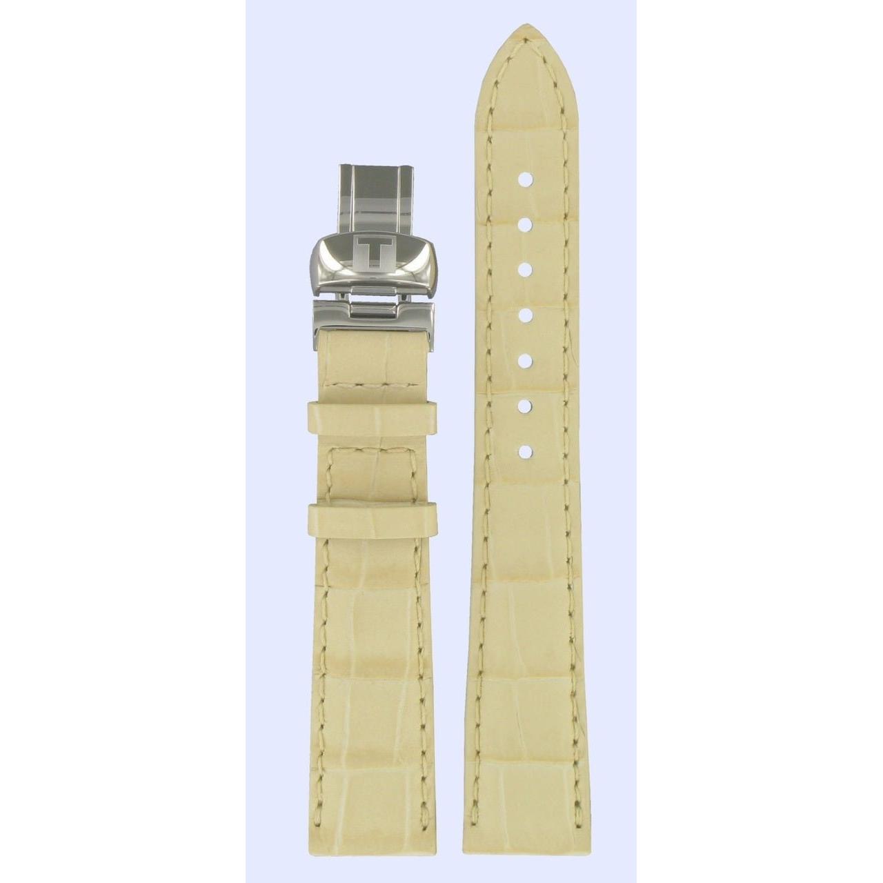 Tissot T008217A Watch Band T600027724 Beige Leather 17 mm PRC 100 - Watch Plaza