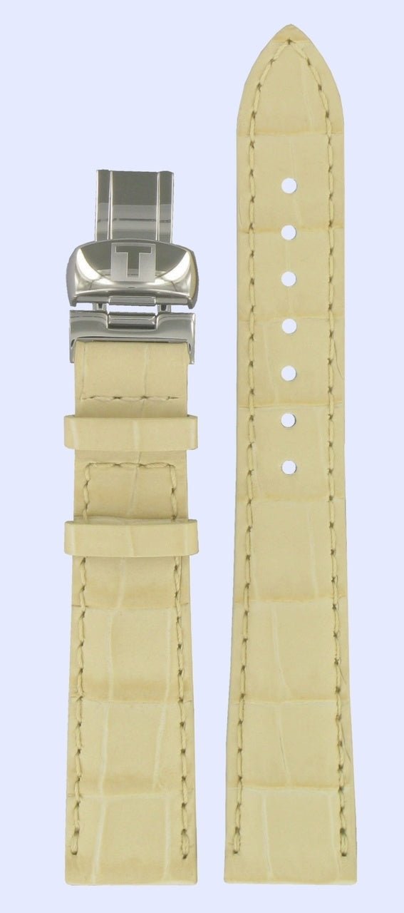 Tissot T008217A Watch Band T600027724 Beige Leather 17 mm PRC 100 - Watch Plaza