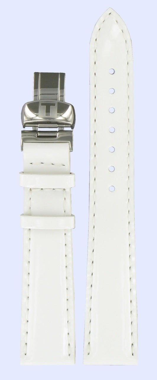 Tissot T008217A Watch Band T600027725 White Leather 17 mm PRC 100 - Watch Plaza