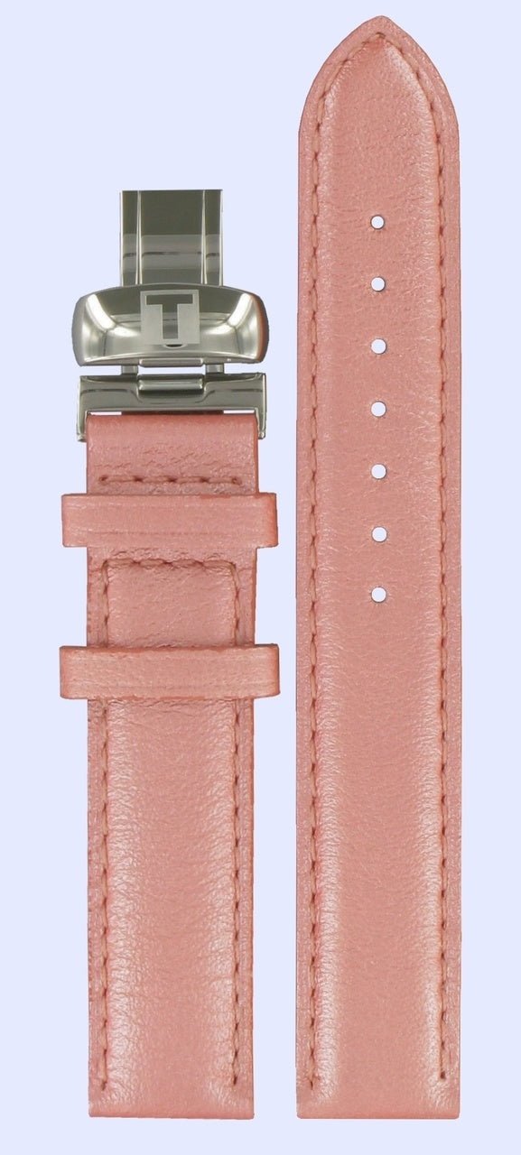 Tissot T017309A Watch Band T600028701 Pink Leather 16 mm Fabulous Garden - Watch Plaza