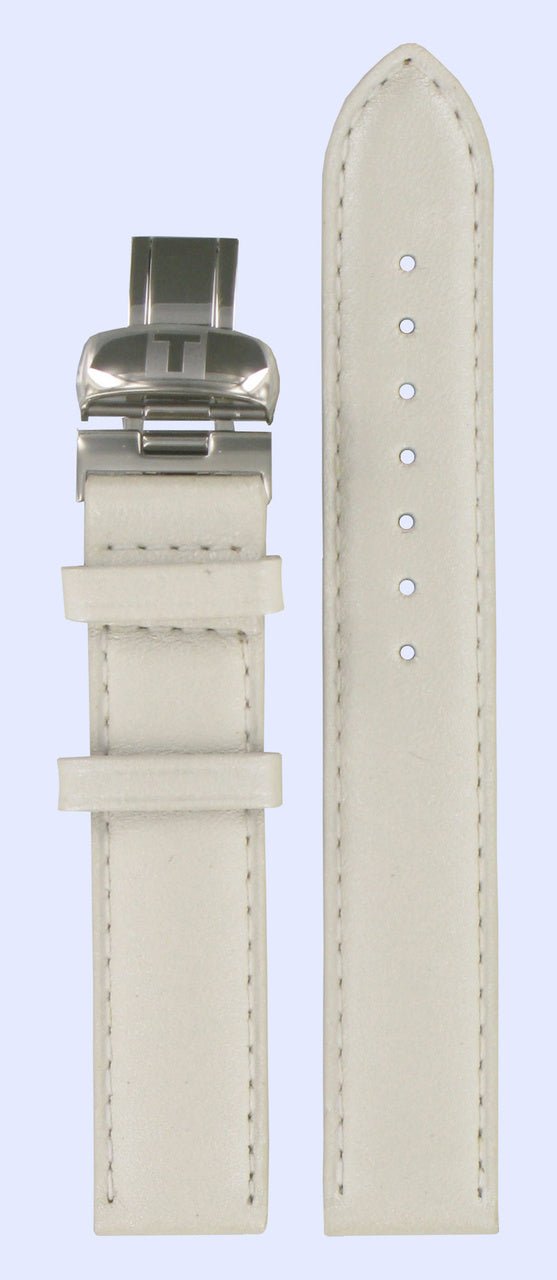 Tissot T017309A Watch Band T600028707 White Leather 16 mm Fabulous Garden - Watch Plaza