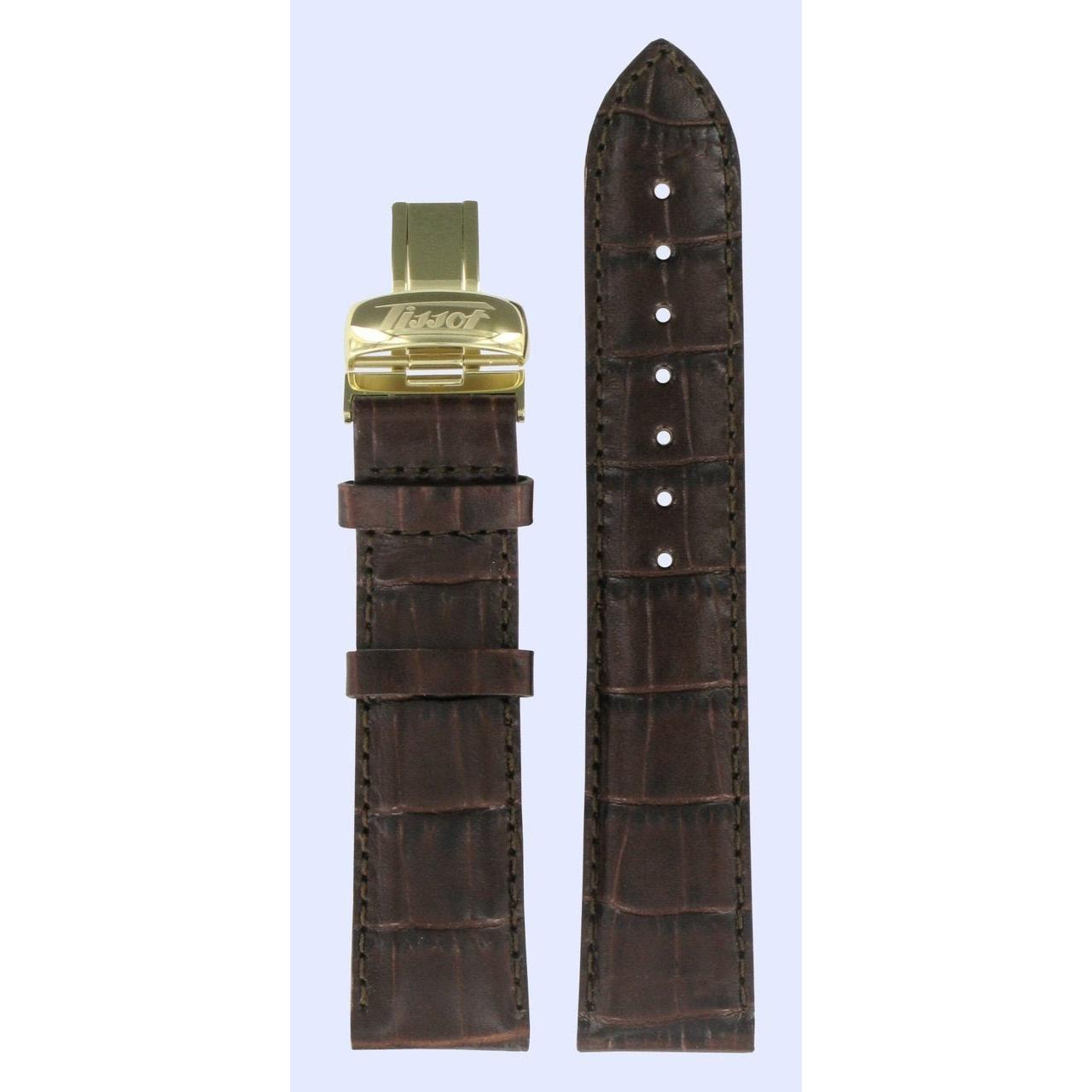 Tissot T019430A Watch Band T600029772 Brown Leather 20 mm Visodate - Watch Plaza