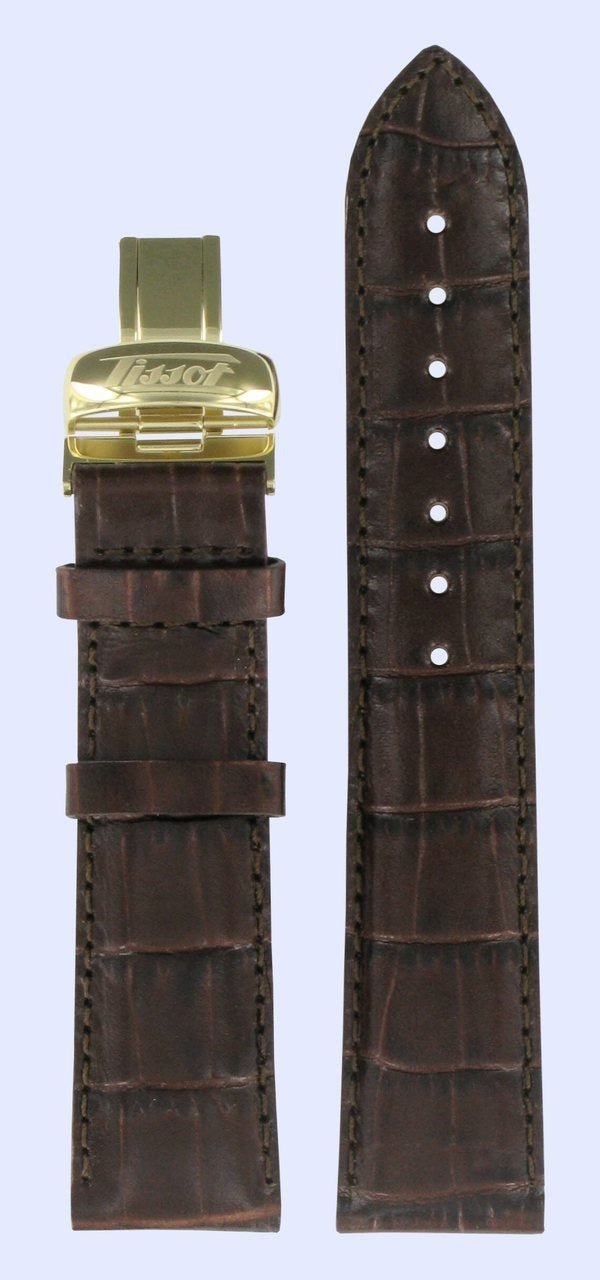 Tissot T019430A Watch Band T600029772 Brown Leather 20 mm Visodate - Watch Plaza