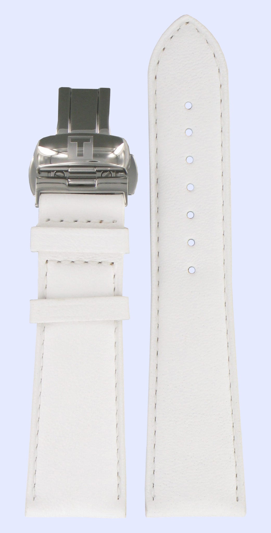 Tissot T023309A Watch Band T600028962 White Leather 22 mm T - Wave - Watch Plaza