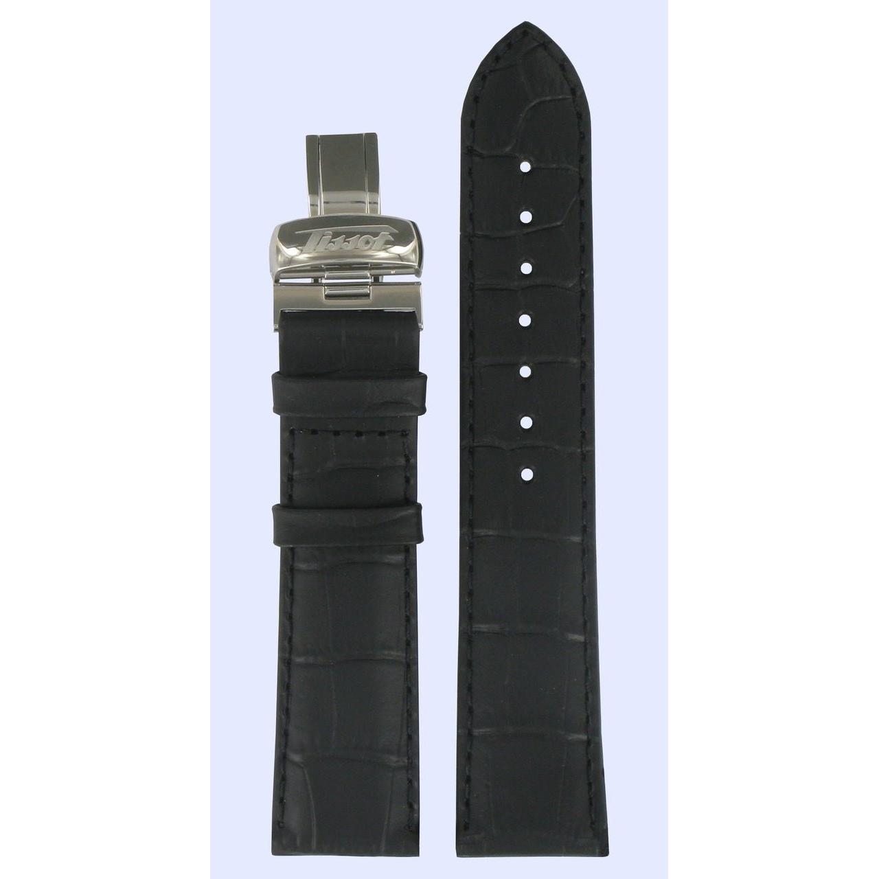 Tissot T0404, T6617 & T6619 Escudo Watch Band T600013050 Black Leather 20 mm Heritage - Watch Plaza