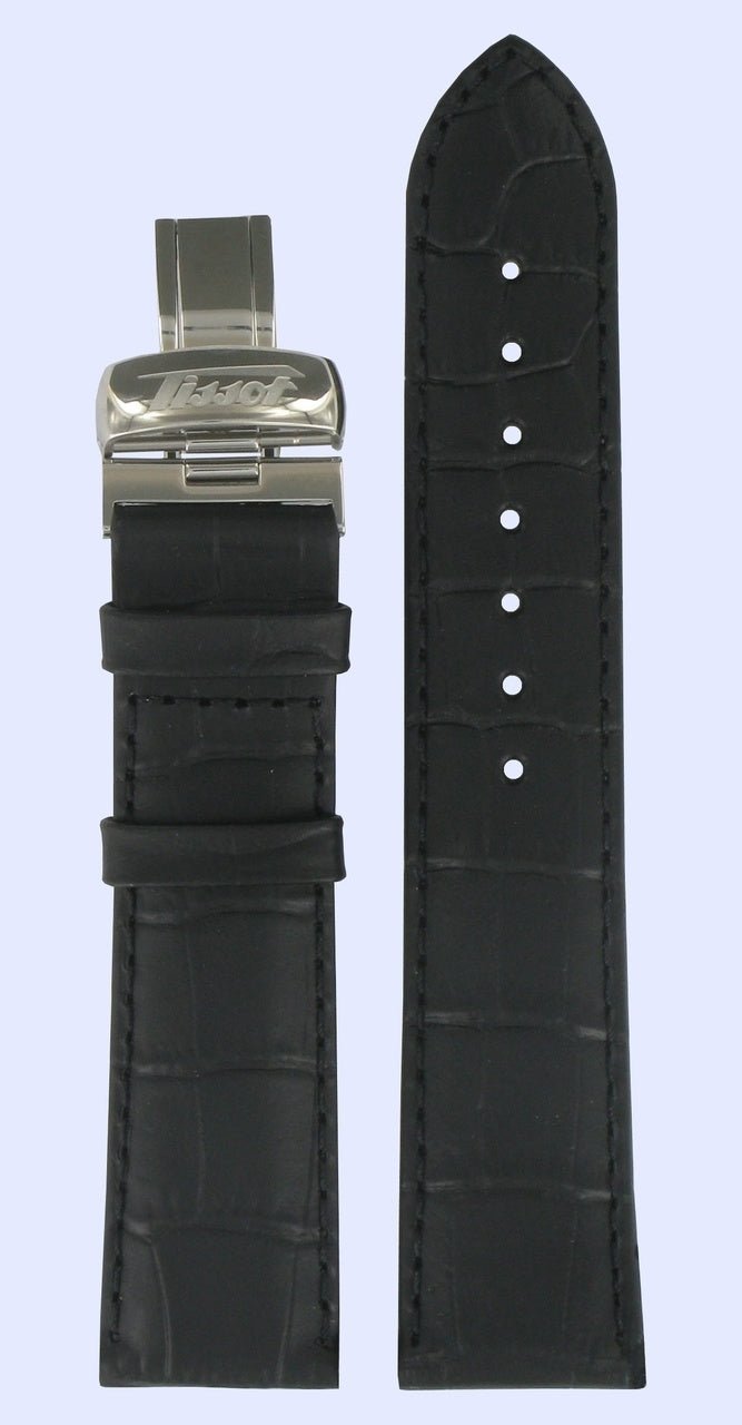 Tissot T0404, T6617 & T6619 Escudo Watch Band T600013050 Black Leather 20 mm Heritage - Watch Plaza