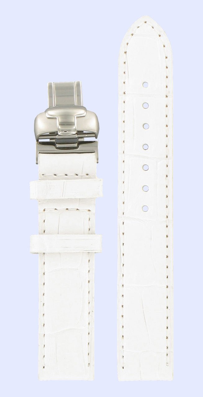 Tissot T050207A Watch Band T600029816 White Leather 16 mm Lady Heart - Watch Plaza