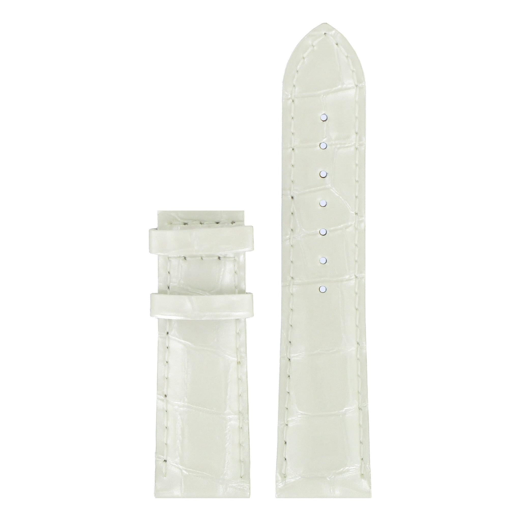 Tissot T052210A Watch Band T610031969 White Leather 20 mm Lady Round - Watch Plaza