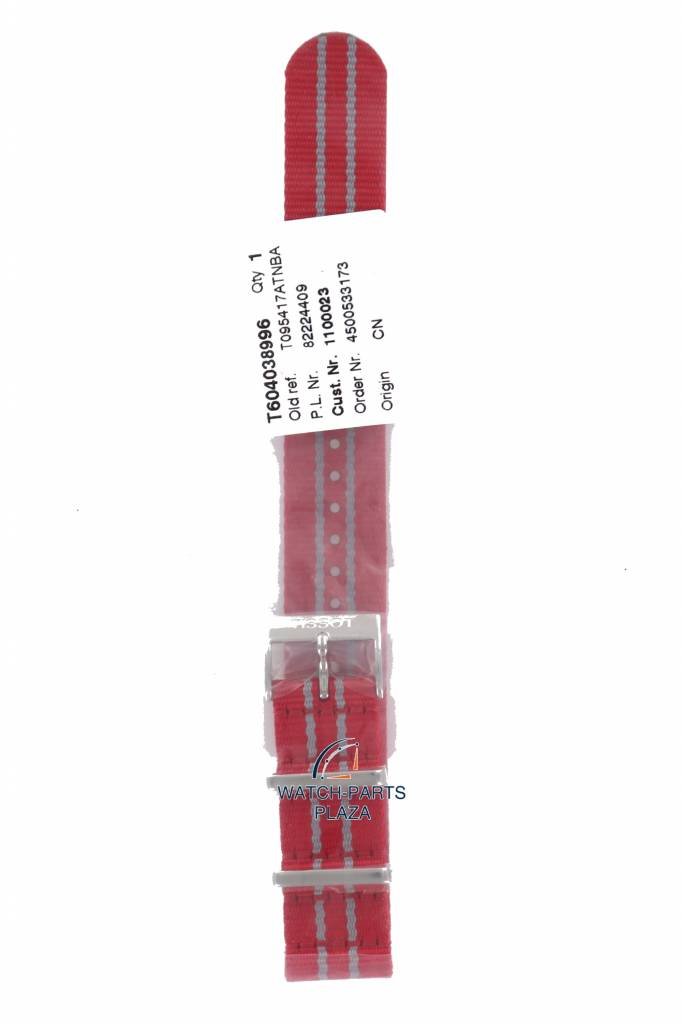 Tissot T095417 Houston Rockets Watch Band T604038996 Red Textile 19 mm Quickster - Watch Plaza