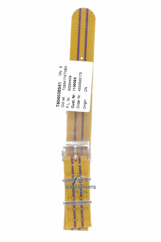 Tissot T095417 NBA Lakers Watch Band T604038541 Yellow Textile 19 mm Quickster - Watch Plaza