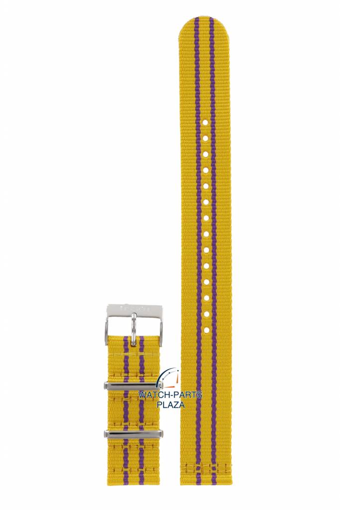 Tissot T095417 NBA Lakers Watch Band T604038541 Yellow Textile 19 mm Quickster - Watch Plaza