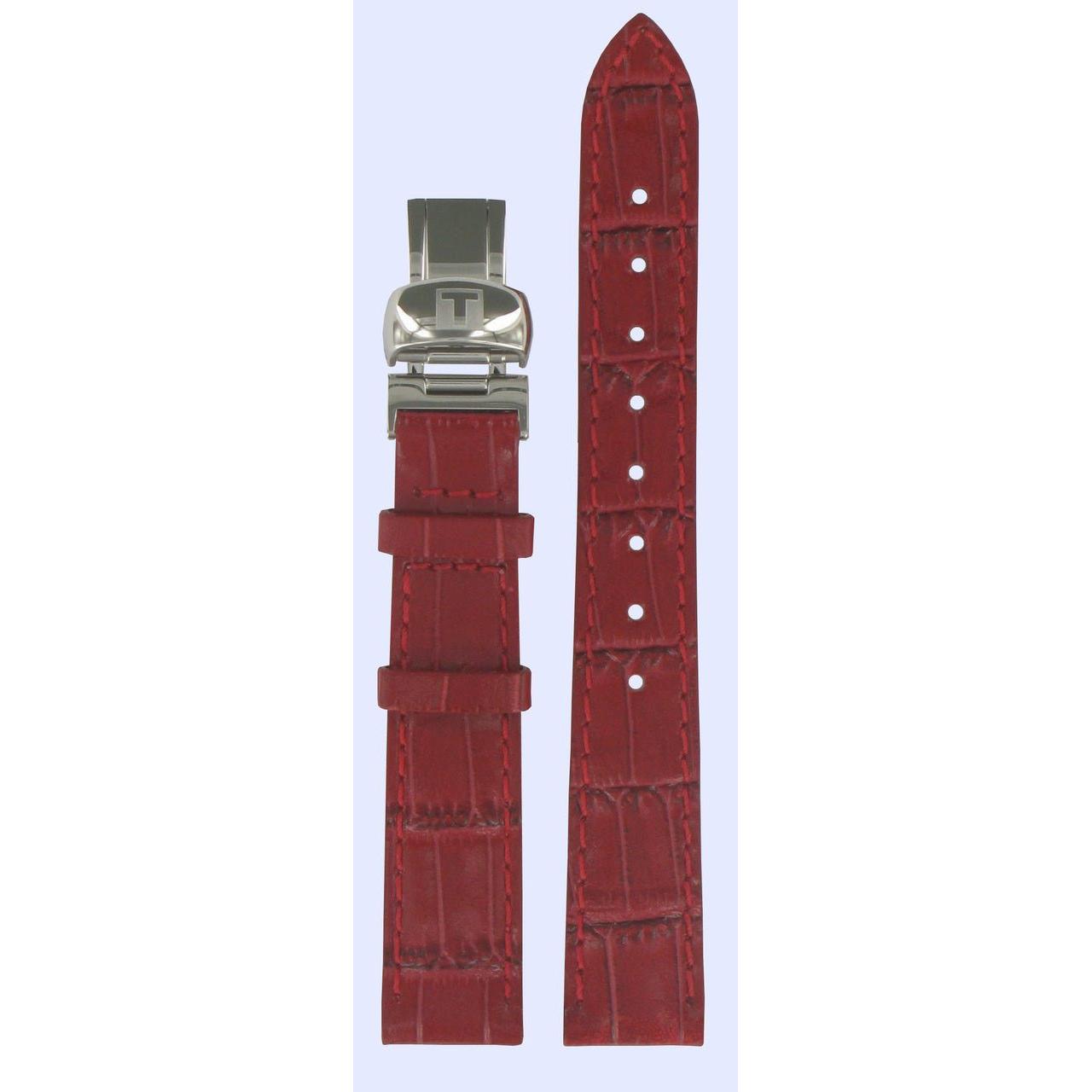 Tissot T22116181 Watch Band T600020531 Red Leather 14 mm PRC 100 - Watch Plaza