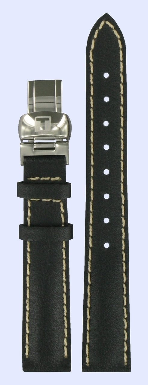 Tissot T22122161 Watch Band T600017097 Black Leather 14 mm PRC 100 - Watch Plaza