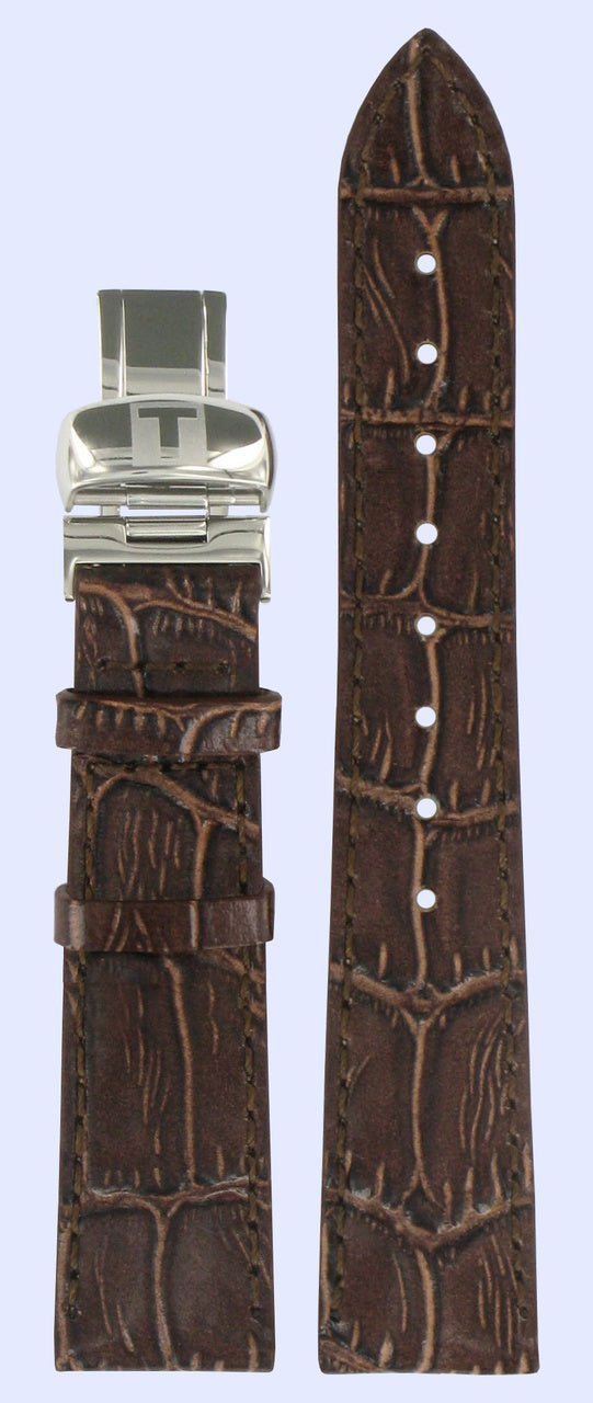 Tissot T22141611 Watch Band T600020564 Brown Leather 17 mm PRC 100 - Watch Plaza