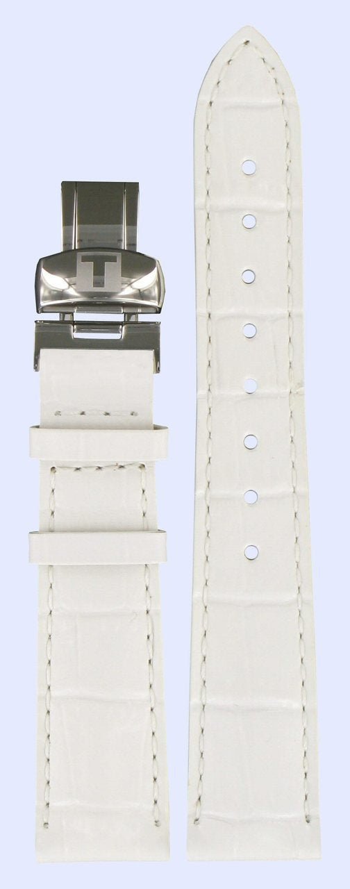 Tissot T22145621 Watch Band T600020653 White Leather 17 mm PRC 100 - Watch Plaza