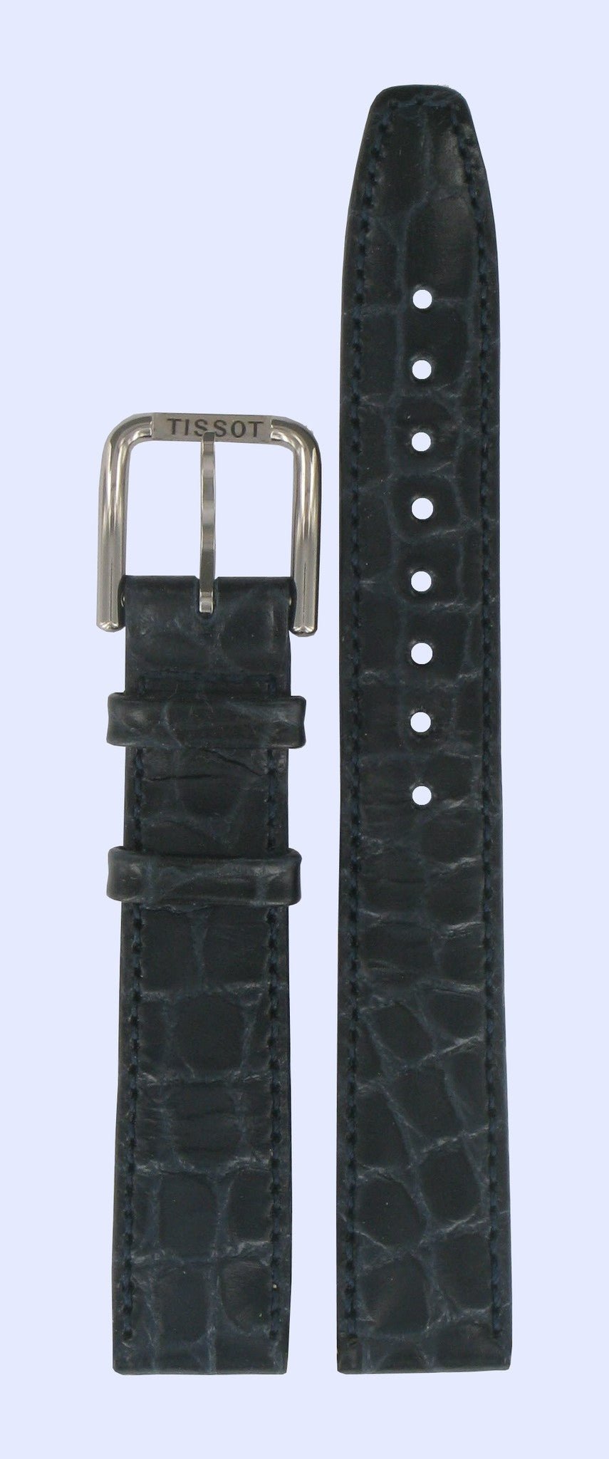 Tissot T23211121 Watch Band T600013173 Dark Blue Leather 15 mm PRX - Watch Plaza