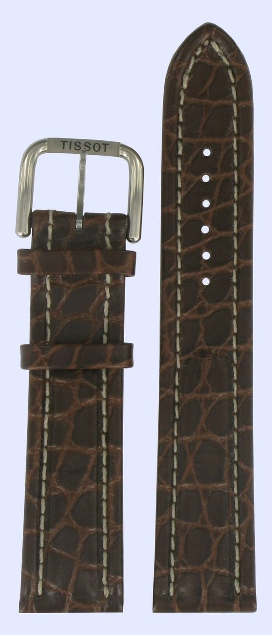 Tissot T25141781 Watch Band T600013329 Dark Brown Leather 20 mm PR 100 - Watch Plaza