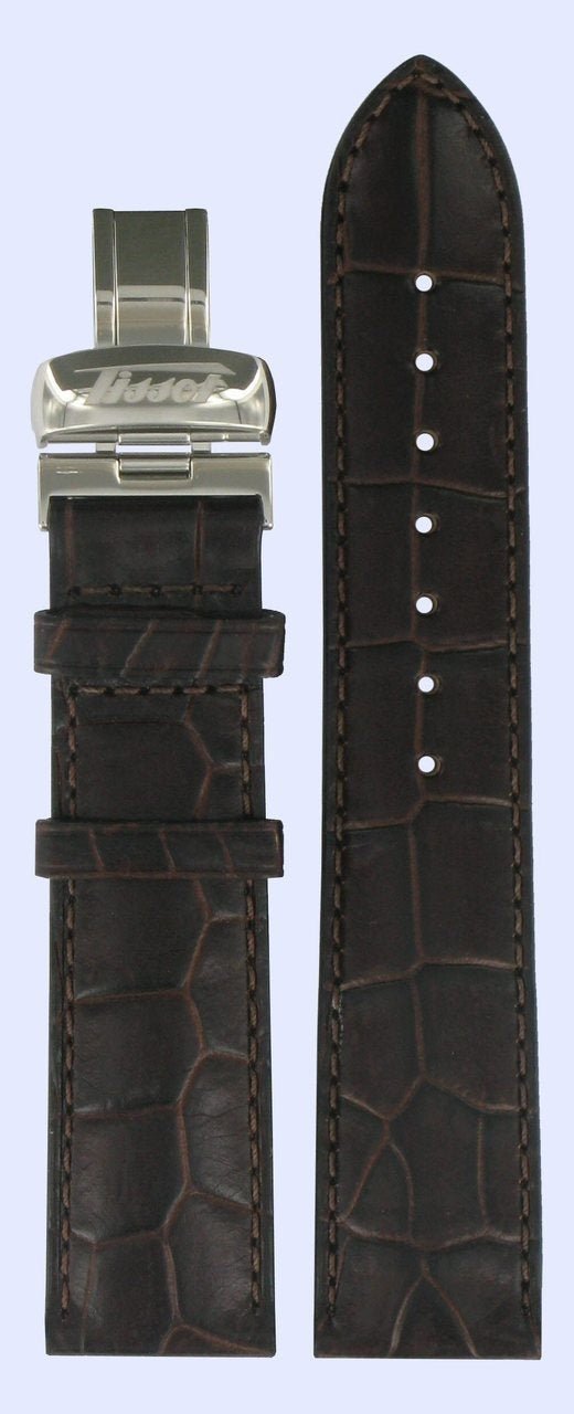 Tissot T4115 & T4116 Watch Band T600013383 Dark Brown Leather 20 mm Le Locle - Watch Plaza