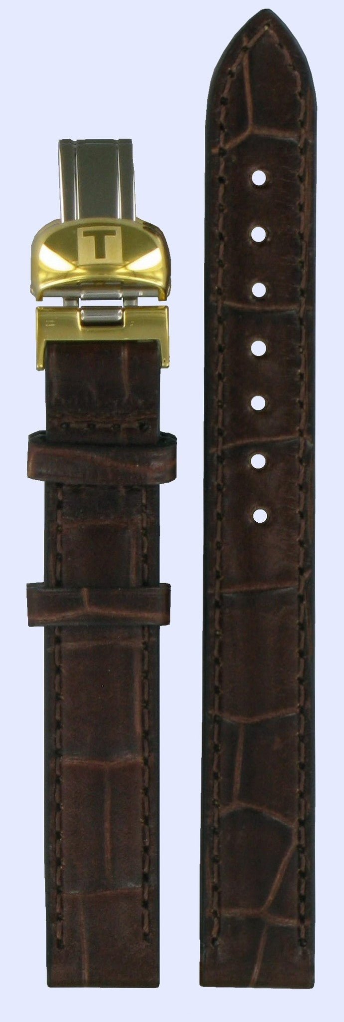 Tissot T41511313 Watch Band T600013466 Dark Brown Leather 12 mm Le Locle - Watch Plaza