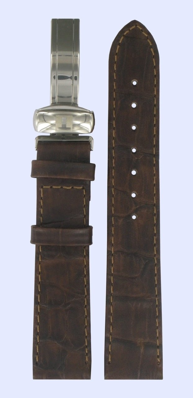 Tissot T46241663 Watch Band T600013279 Dark Brown Leather 18 mm Ballade - Watch Plaza