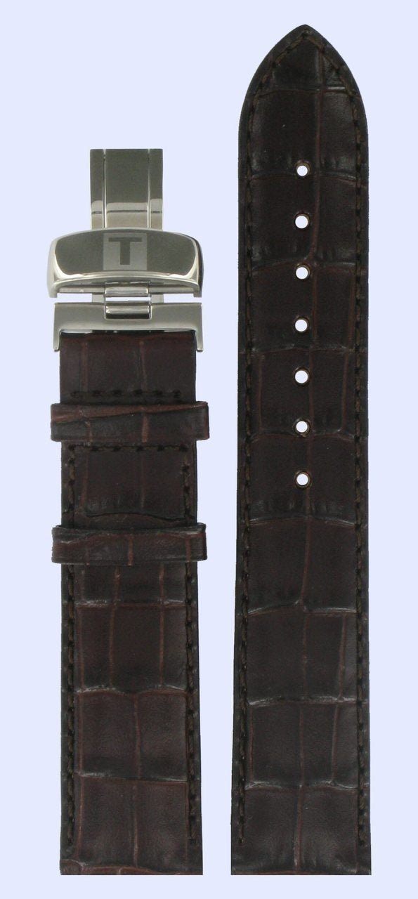 Tissot T54141333 Watch Band T600013407 Dark Brown Leather 19 mm T - Lord - Watch Plaza