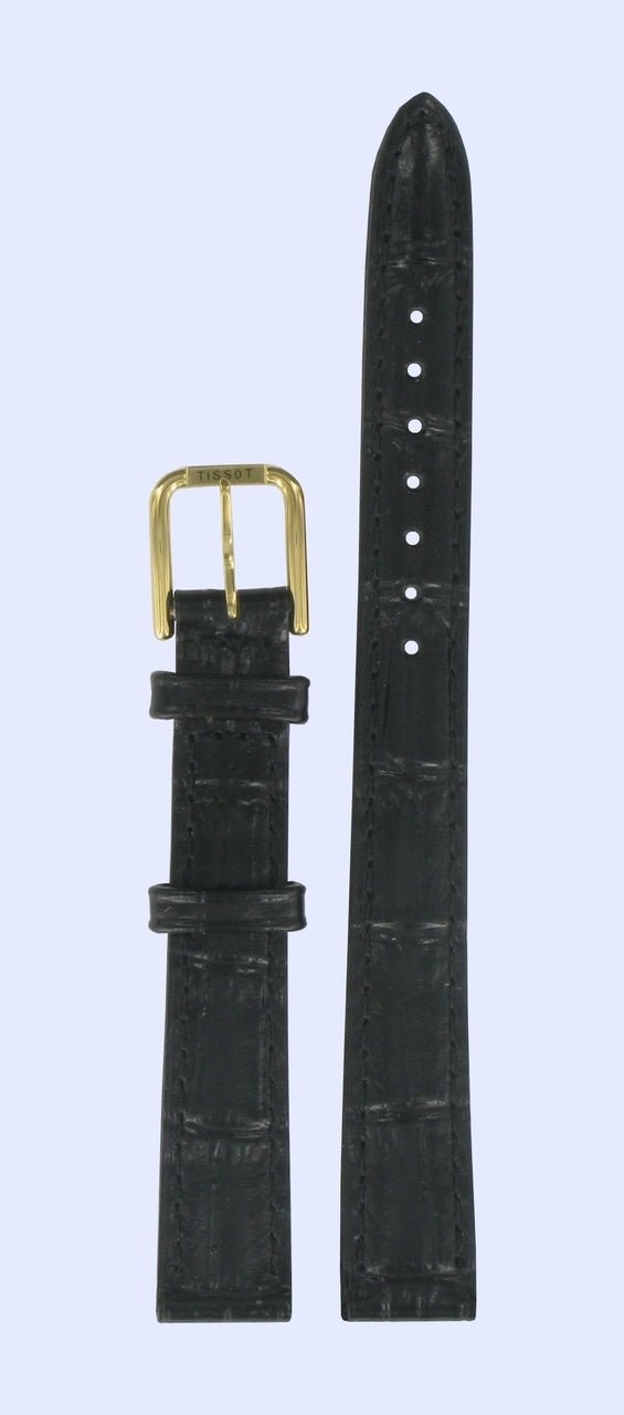 Tissot T57612121 Watch Band T600013134 Black Leather 12 mm Stylist BB - Watch Plaza