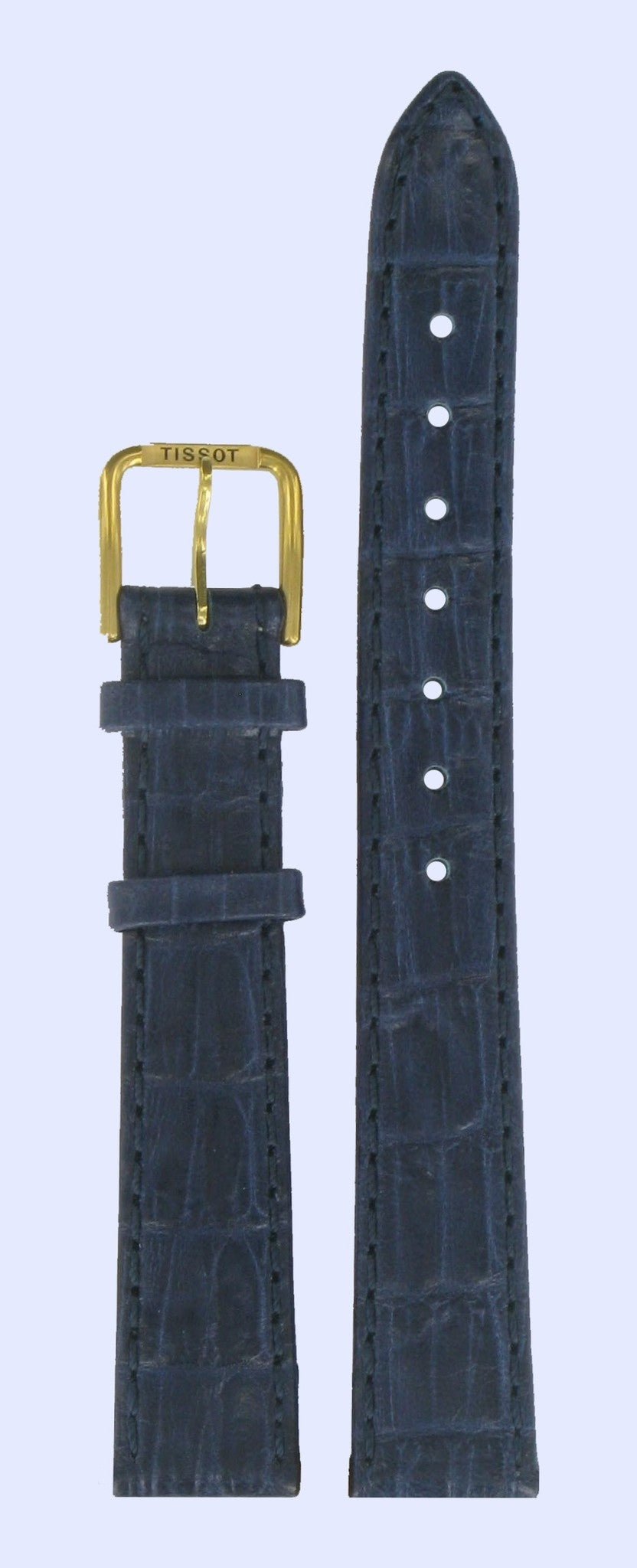 Tissot T67523511 Watch Band T600013429 Dark Blue Leather 14 mm Fascination - Watch Plaza