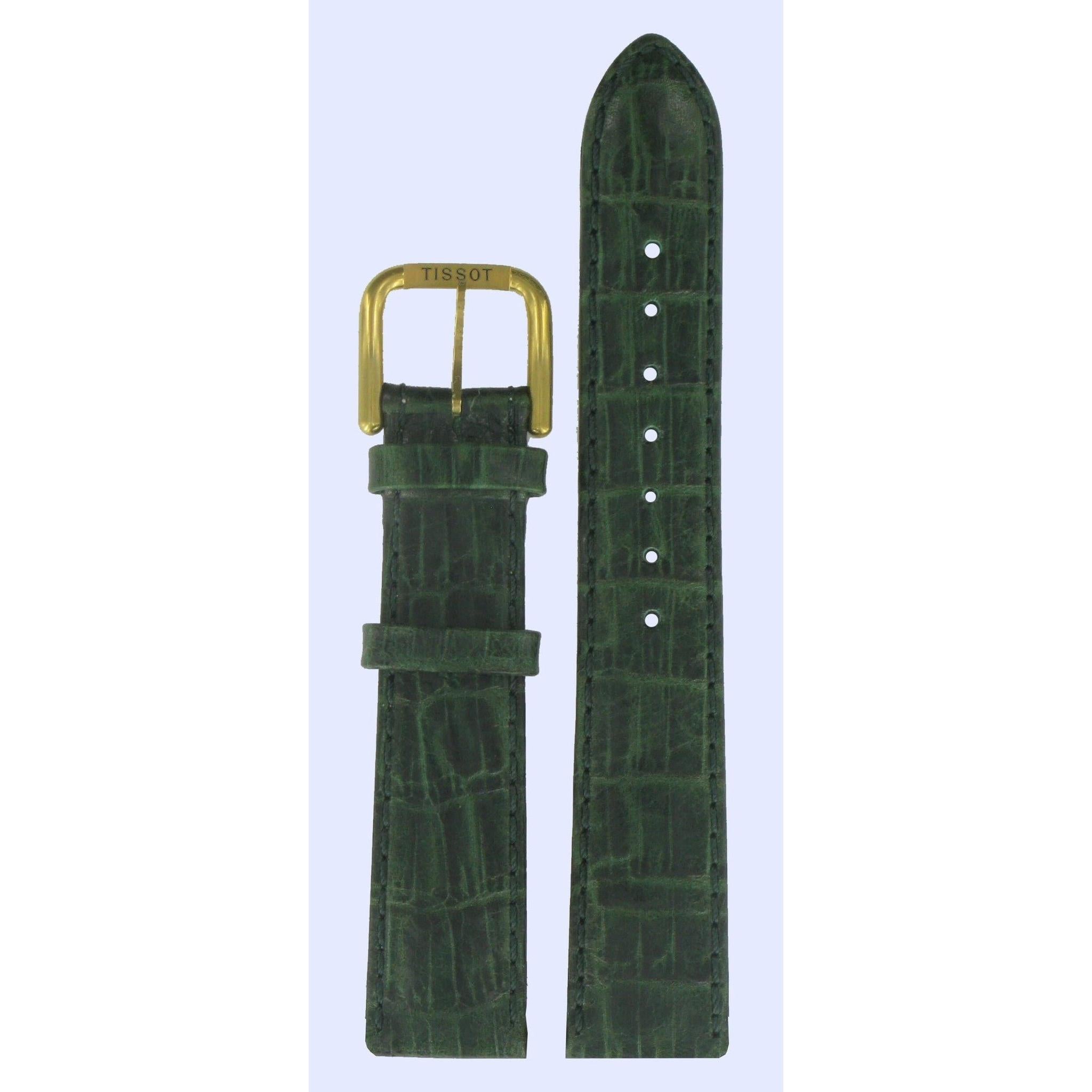 Tissot T67555521 Watch Band T600013428 Green Leather 18 mm Fascination - Watch Plaza
