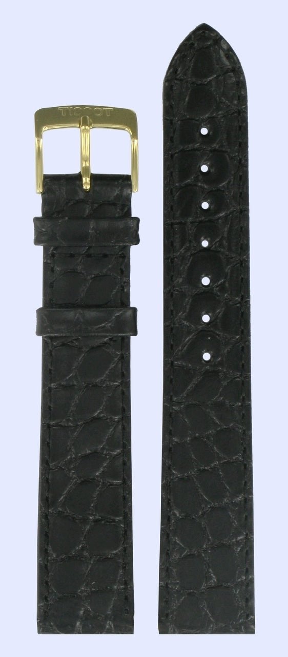 Tissot T71.2.401.21 T - Gold Watch Band T600013358 Black Leather 18 mm Goldrun - Watch Plaza