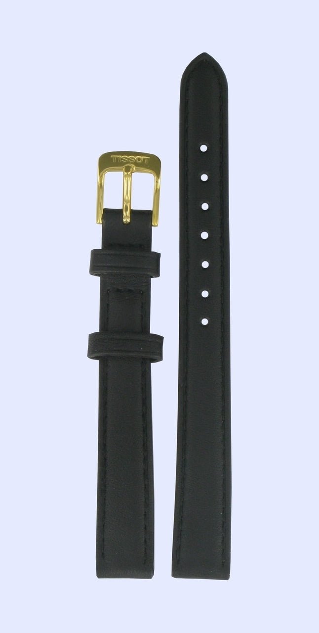 Tissot T71318074 Watch Band T600029093 Black Leather 12 mm Carson - Watch Plaza