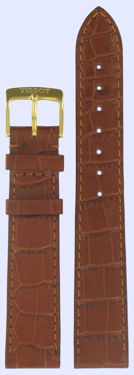 Tissot T7134 & T7136 Oroville Watch Band T600013478 Brown Leather 18 mm New Helvetia - Watch Plaza