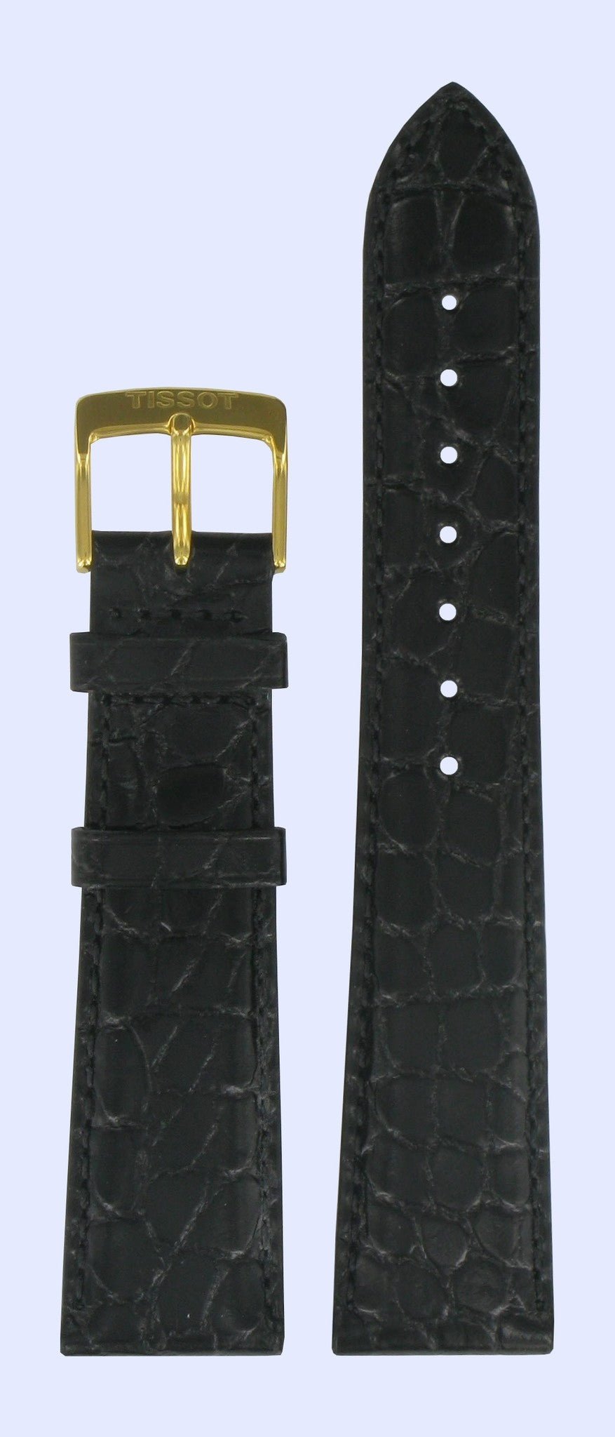 Tissot T71343355 Watch Band T600013067 Black Leather 20 mm Gold - Watch Plaza