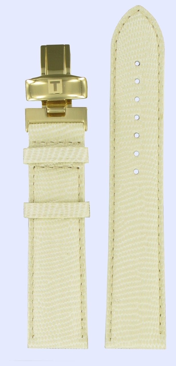 Tissot T71344272 Watch Band T600028984 White Leather 20 mm Carson - Watch Plaza