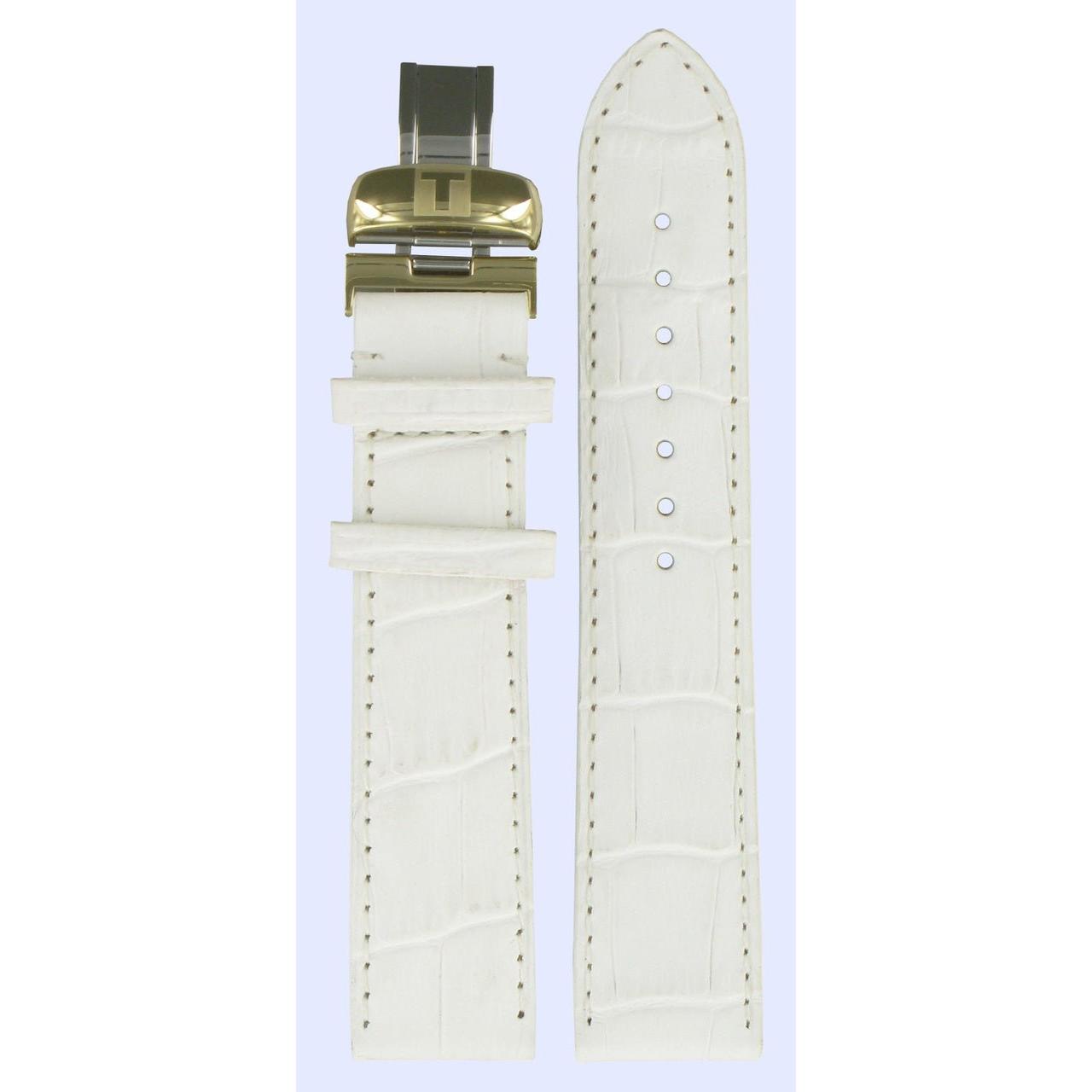 Tissot T71346676 Watch Band T600027504 White Leather 20 mm Jasmin - Watch Plaza