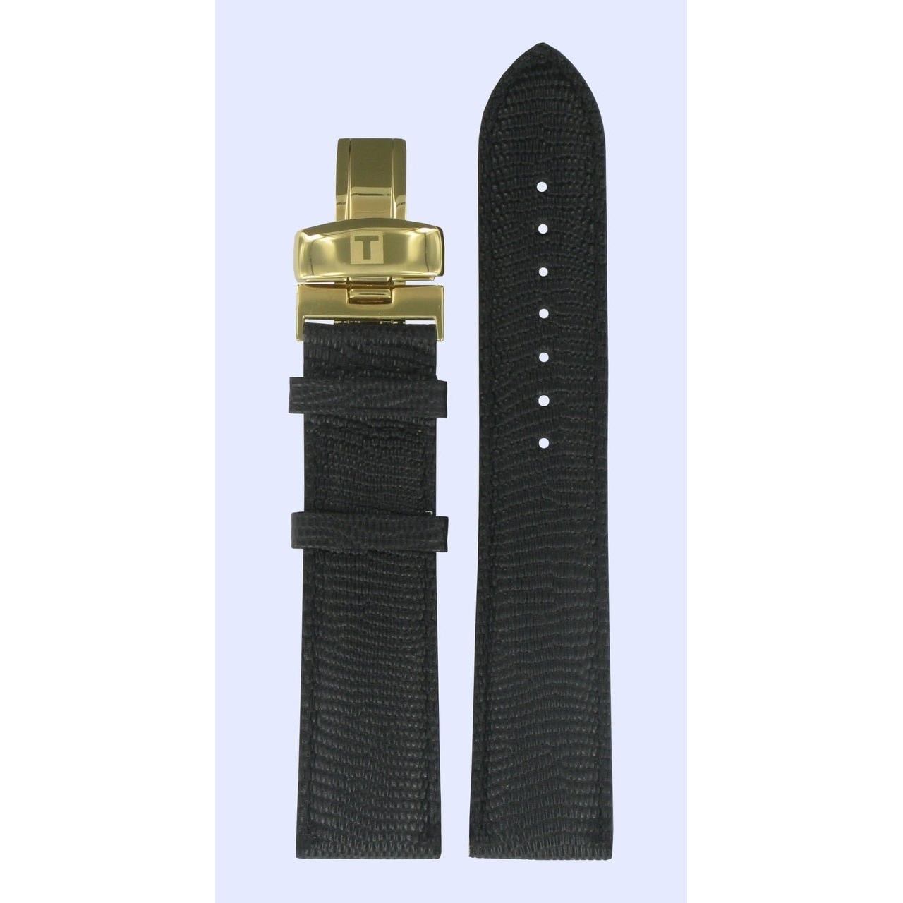 Tissot T71347272 Watch Band T600029089 Black Leather 20 mm Carson - Watch Plaza