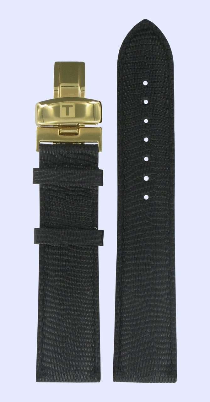 Tissot T71347272 Watch Band T600029089 Black Leather 20 mm Carson - Watch Plaza