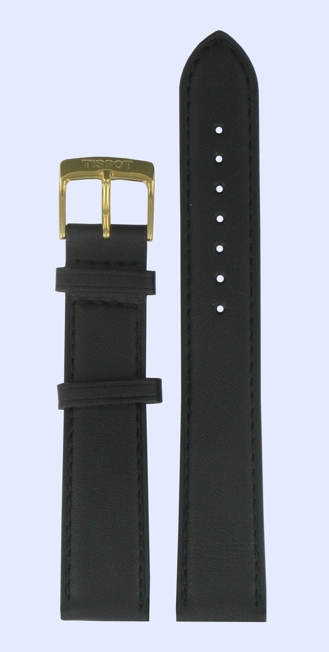 Tissot T71348974 Watch Band T600029091 Black Leather 18 mm Carson - Watch Plaza