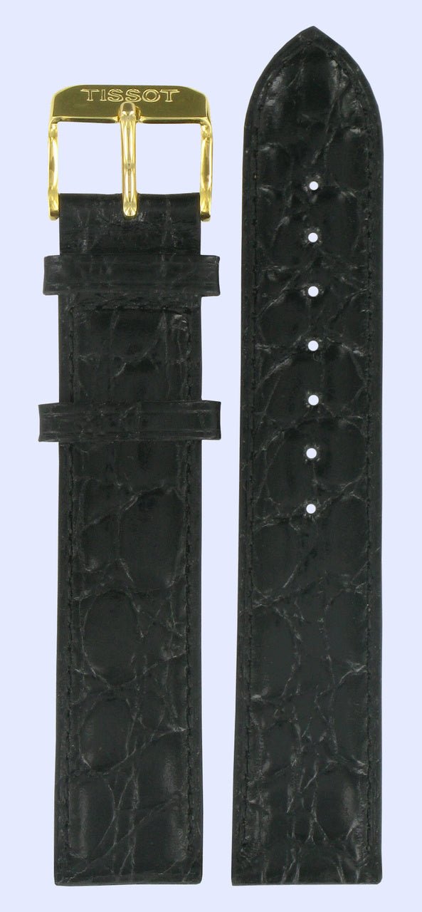 Tissot T71362034 Watch Band T600019680 Black Leather 19 mm Sculpture Line - Watch Plaza