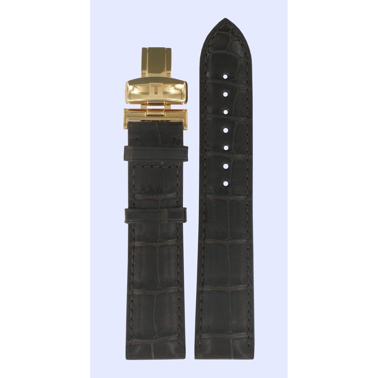 Tissot T904432A, T7184 & T7187 Watch Band T600028662 Dark Brown Leather 20 mm Heritage - Watch Plaza